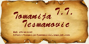 Tomanija Tešmanović vizit kartica